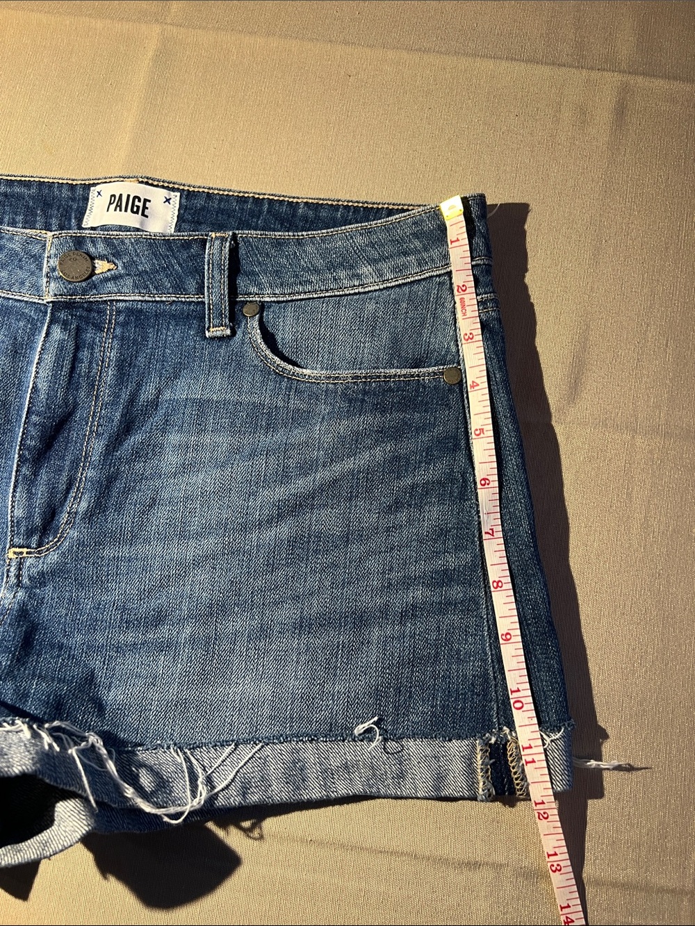 PAIGE Light Blue Rolled Hem Denim Shorts - Picture 4 of 8